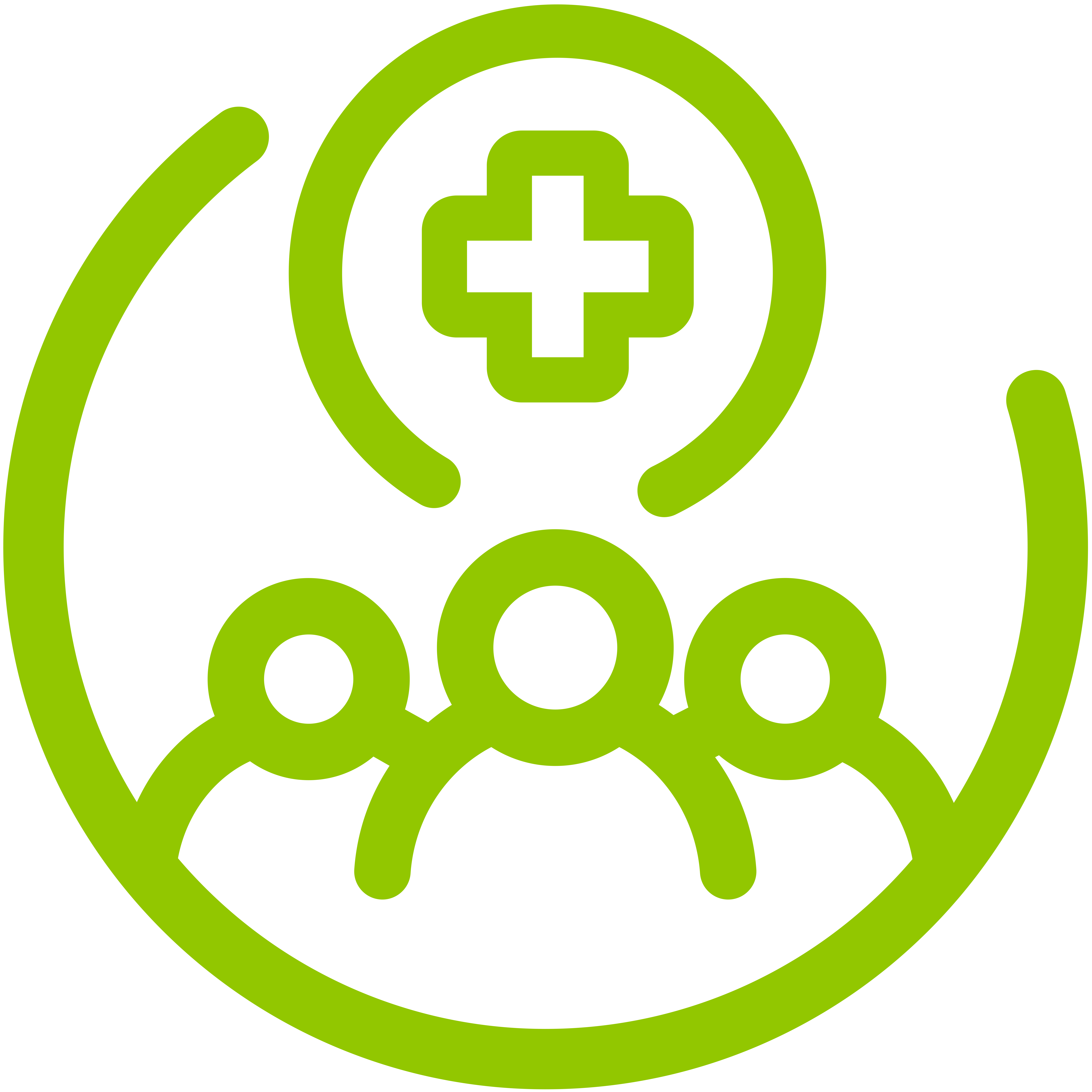 People with medical cross icon