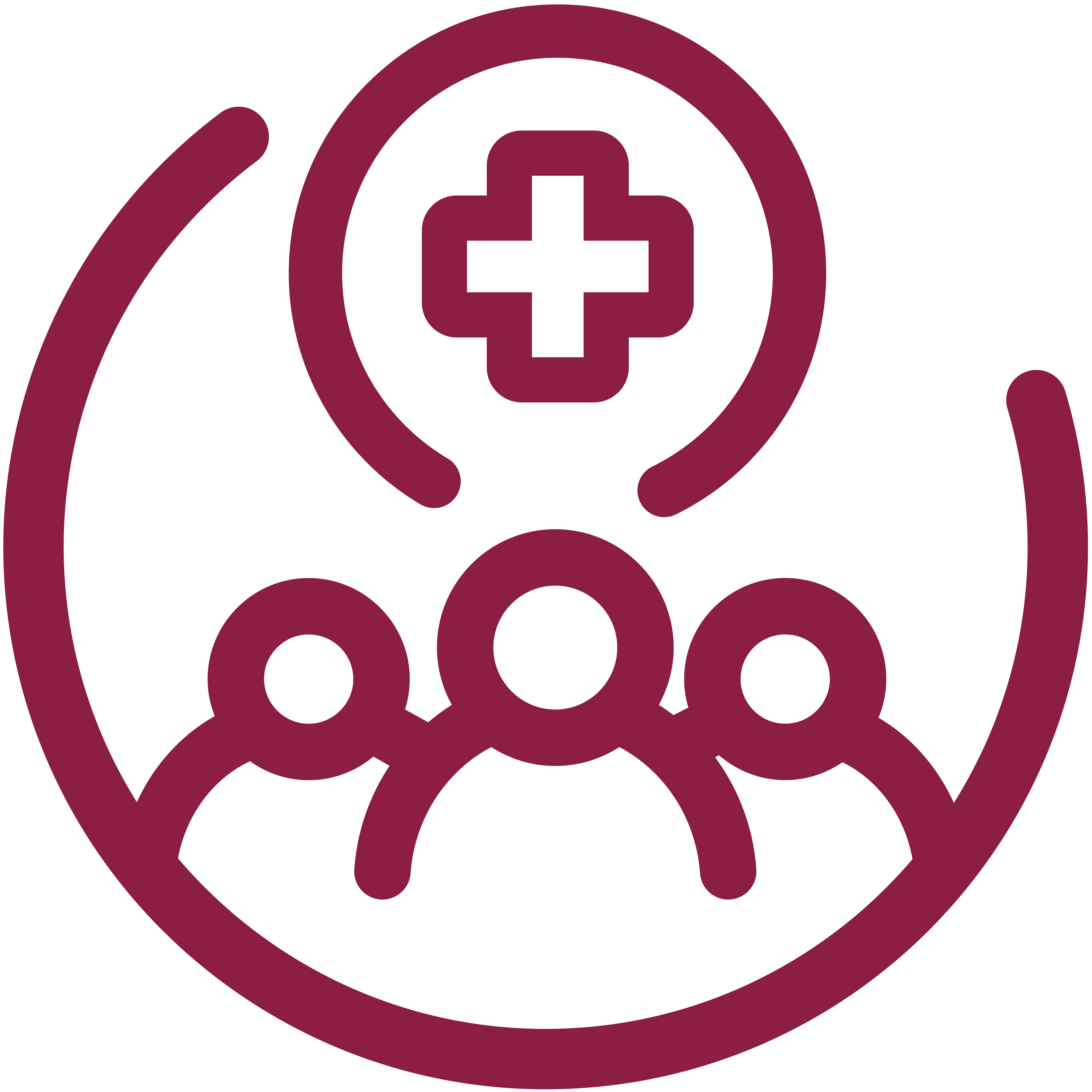 People with medical cross icon